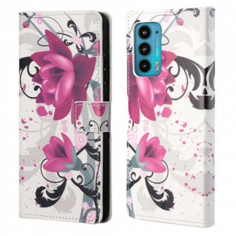 Flip Cover Motorola Edge 20 Tropiske Blomster