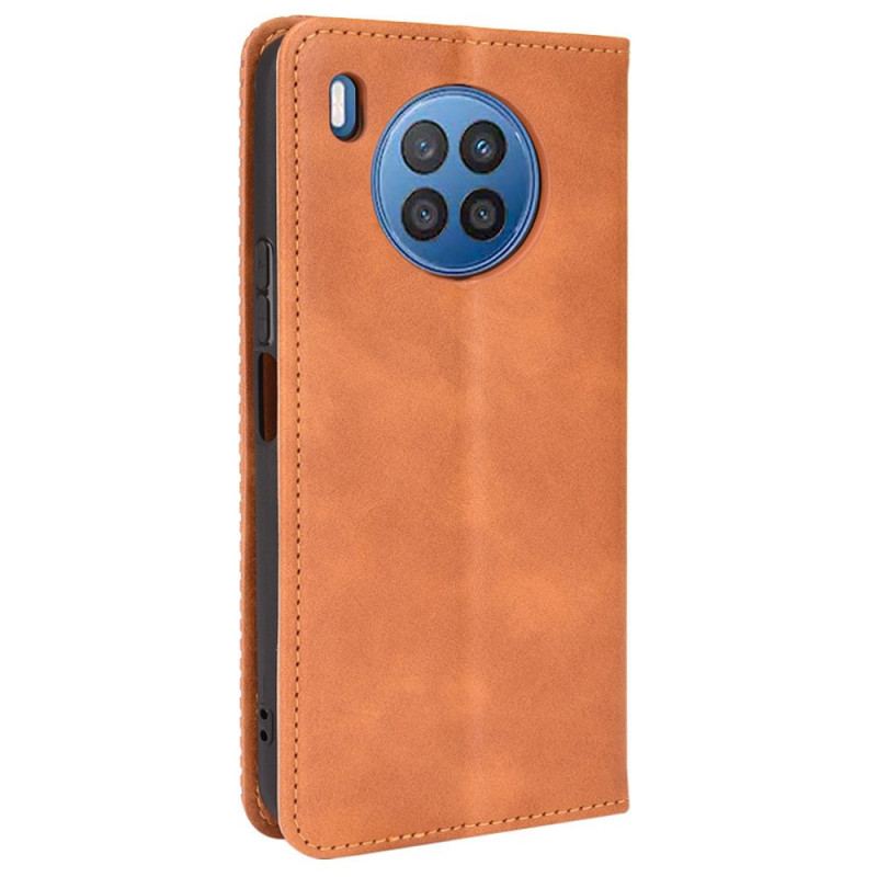 Cover Huawei Nova 8i Flip Cover Stiliseret Vintage Lædereffekt