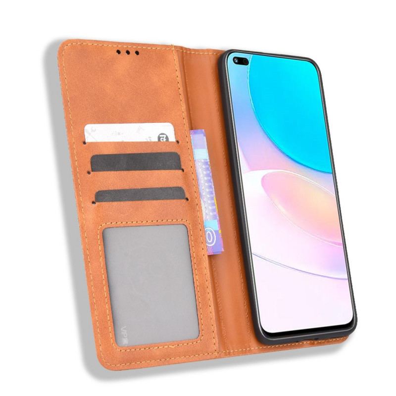 Cover Huawei Nova 8i Flip Cover Stiliseret Vintage Lædereffekt