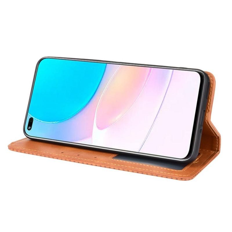 Cover Huawei Nova 8i Flip Cover Stiliseret Vintage Lædereffekt