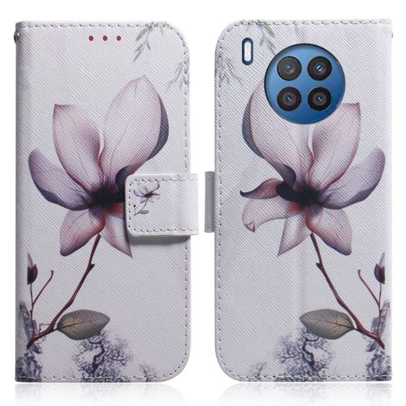 Flip Cover Huawei Nova 8i Blomst Støvet Pink