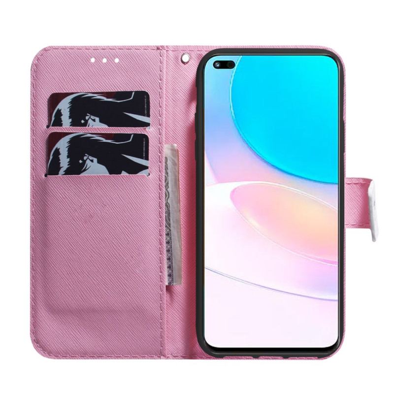 Flip Cover Huawei Nova 8i Blomst Støvet Pink