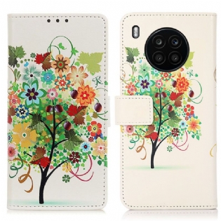Flip Cover Huawei Nova 8i Blomstrende Træ