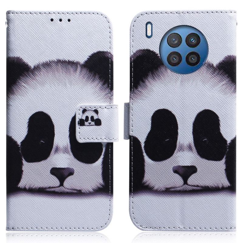 Læder Cover Huawei Nova 8i Panda Ansigt