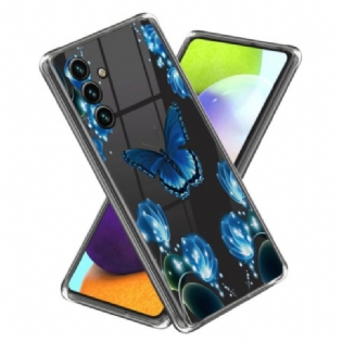 Cover Samsung Galaxy A15 5g Telefon Etui Blå Sommerfugle Og Blomster