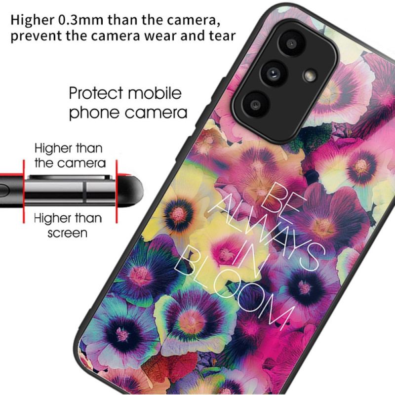 Cover Til Samsung Galaxy A15 5g Farverige Blomster Af Hærdet Glas