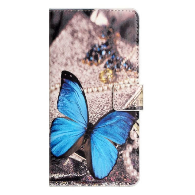 Flip Cover Samsung Galaxy A15 5g Blå Sommerfugl