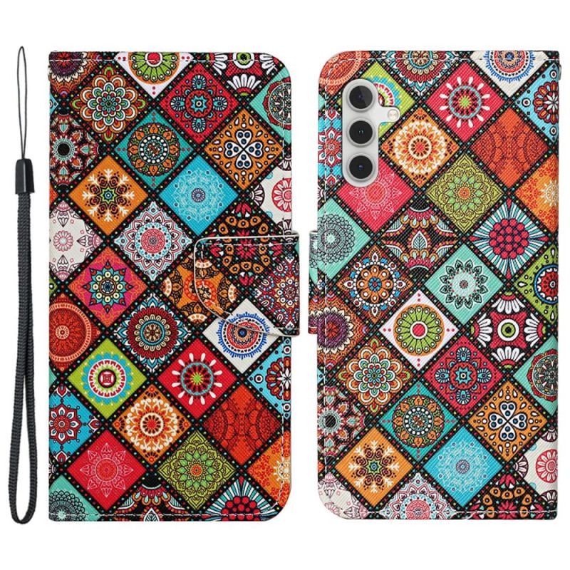 Læder Cover Samsung Galaxy A15 5g Telefon Etui Etnisk Stil Med Rem