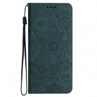 Læder Cover Samsung Galaxy A15 5g Telefon Etui Patchwork Med Rem