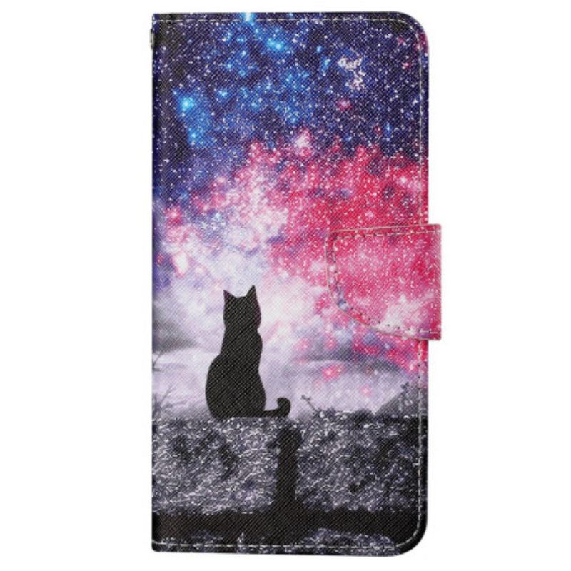 Læder Cover Samsung Galaxy A15 5g Telefon Etui Stjernehimmel Og Kat