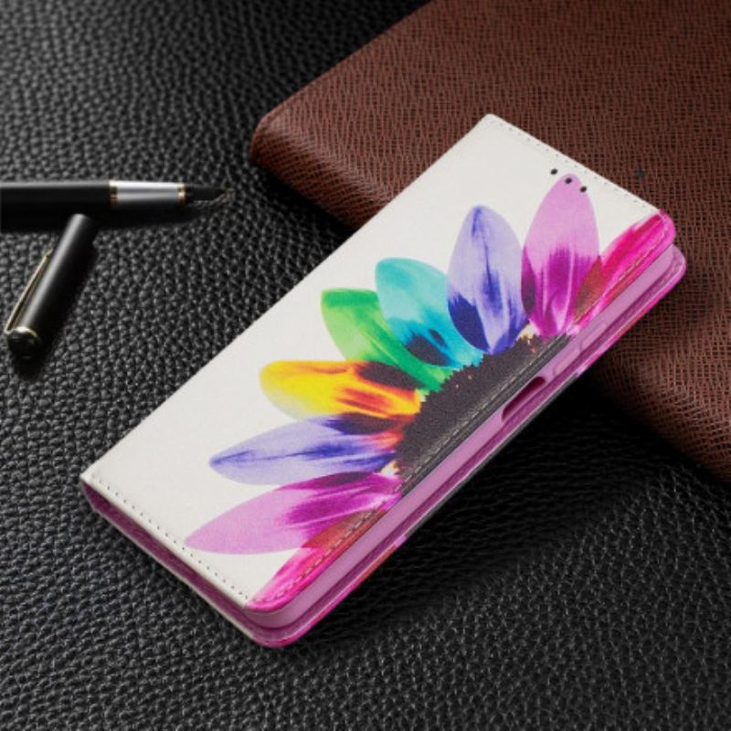 Cover Xiaomi Redmi Note 9 Pro 5G Flip Cover Akvarel Blomst