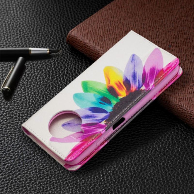 Cover Xiaomi Redmi Note 9 Pro 5G Flip Cover Akvarel Blomst