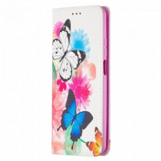 Cover Xiaomi Redmi Note 9 Pro 5G Flip Cover Farverige Sommerfugle