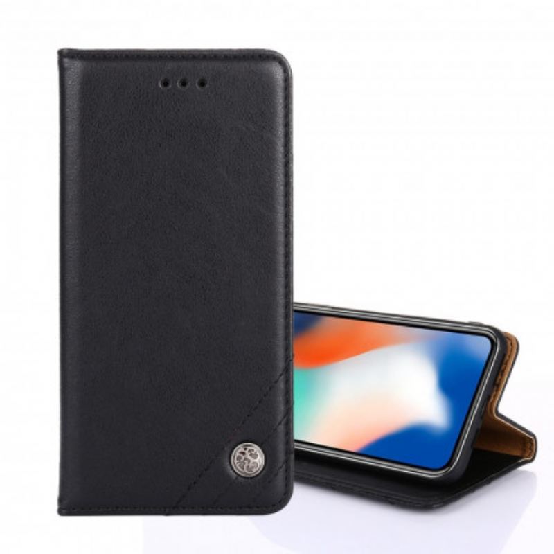 Cover Xiaomi Redmi Note 9 Pro 5G Flip Cover Læderstil Med Nitte