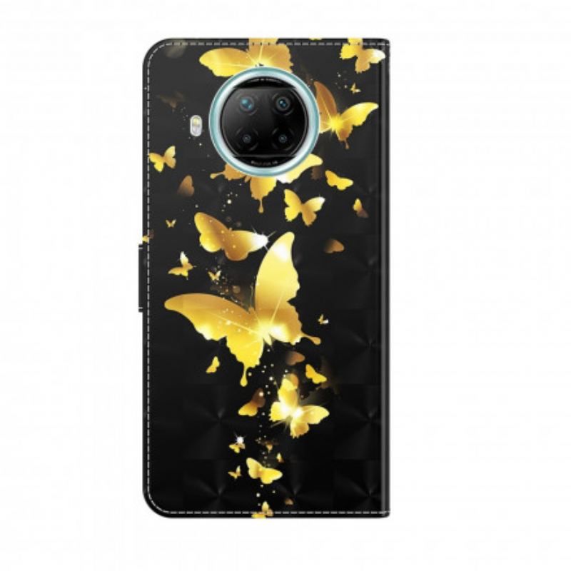 Flip Cover Xiaomi Redmi Note 9 Pro 5G Gule Sommerfugle