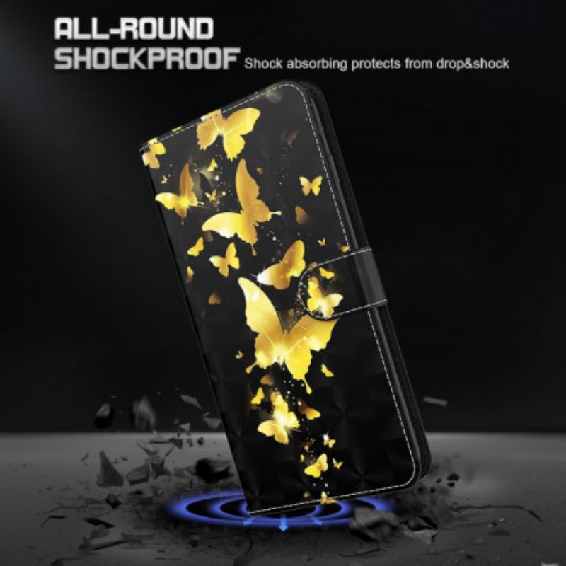 Flip Cover Xiaomi Redmi Note 9 Pro 5G Gule Sommerfugle