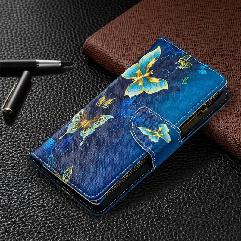 Flip Cover Xiaomi Redmi Note 9 Pro 5G Lynlåste Sommerfugle