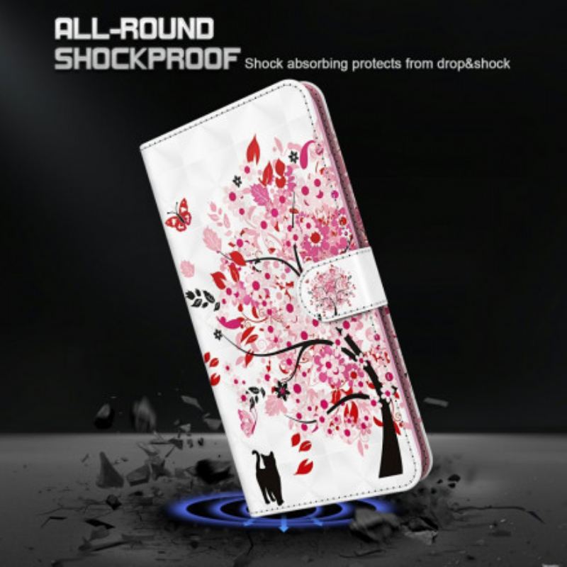 Flip Cover Xiaomi Redmi Note 9 Pro 5G Lys Plet Pink Træ