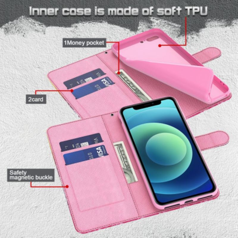 Flip Cover Xiaomi Redmi Note 9 Pro 5G Lys Plet Pink Træ