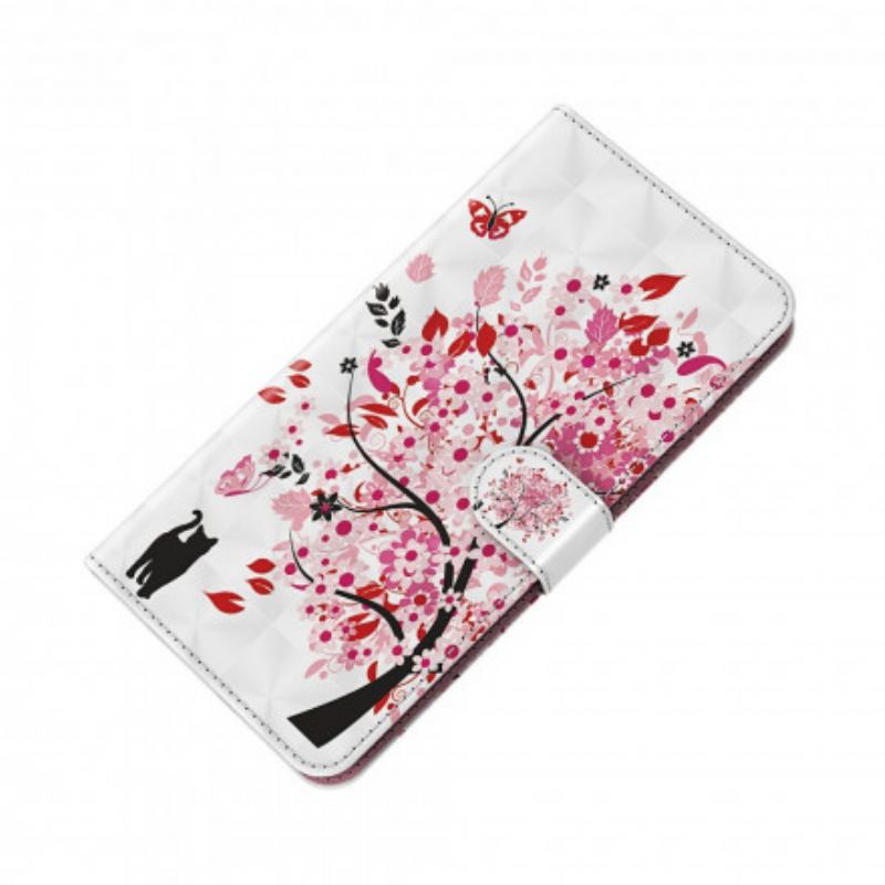 Flip Cover Xiaomi Redmi Note 9 Pro 5G Lys Plet Pink Træ