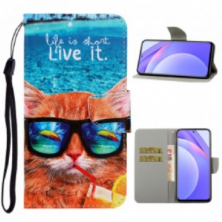 Flip Cover Xiaomi Redmi Note 9 Pro 5G Med Snor Cat Live It Strappy