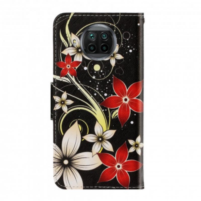 Flip Cover Xiaomi Redmi Note 9 Pro 5G Med Snor Farverige Strappy Blomster