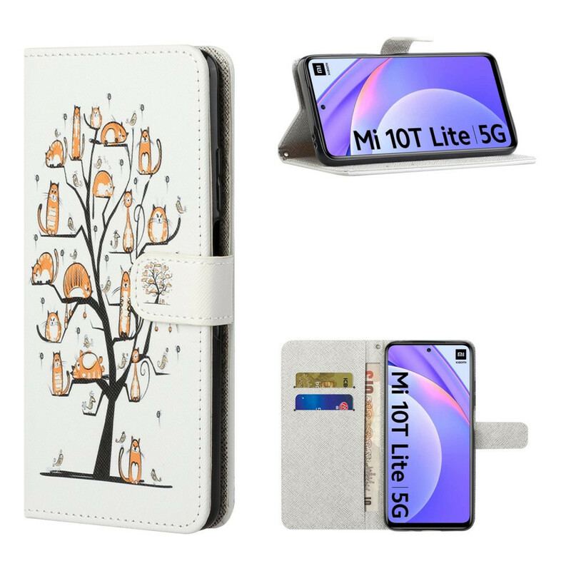 Flip Cover Xiaomi Redmi Note 9 Pro 5G Med Snor Funky Cats Med Rem