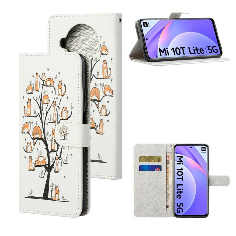 Flip Cover Xiaomi Redmi Note 9 Pro 5G Med Snor Funky Cats Med Rem