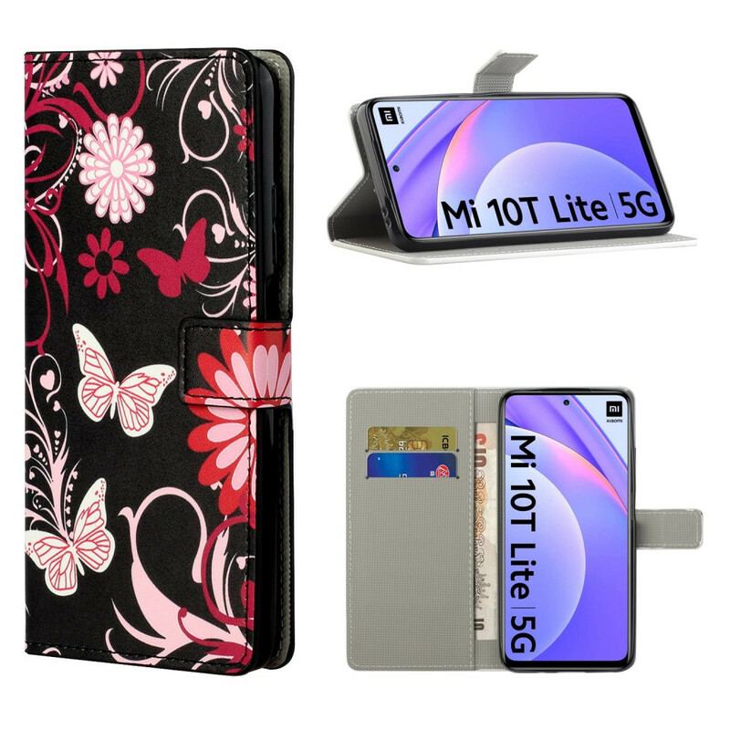 Flip Cover Xiaomi Redmi Note 9 Pro 5G Sommerfugle Og Blomster