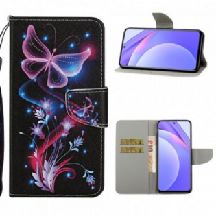 Flip Cover Xiaomi Redmi Note 9 Pro 5G Sommerfugle Og Snor