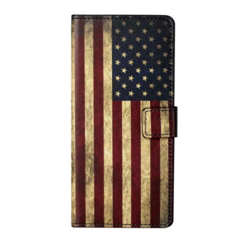 Læder Cover Xiaomi Redmi Note 9 Pro 5G Amerikansk Flag