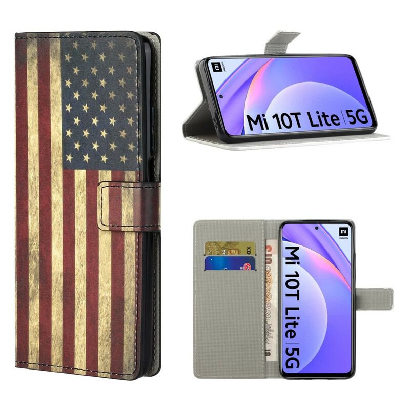 Læder Cover Xiaomi Redmi Note 9 Pro 5G Amerikansk Flag