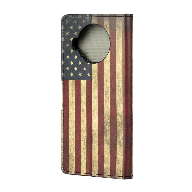 Læder Cover Xiaomi Redmi Note 9 Pro 5G Amerikansk Flag