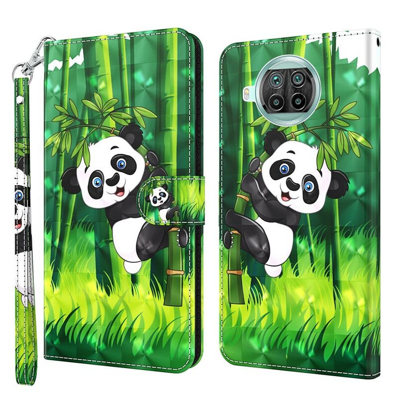 Læder Cover Xiaomi Redmi Note 9 Pro 5G Panda Og Bambus