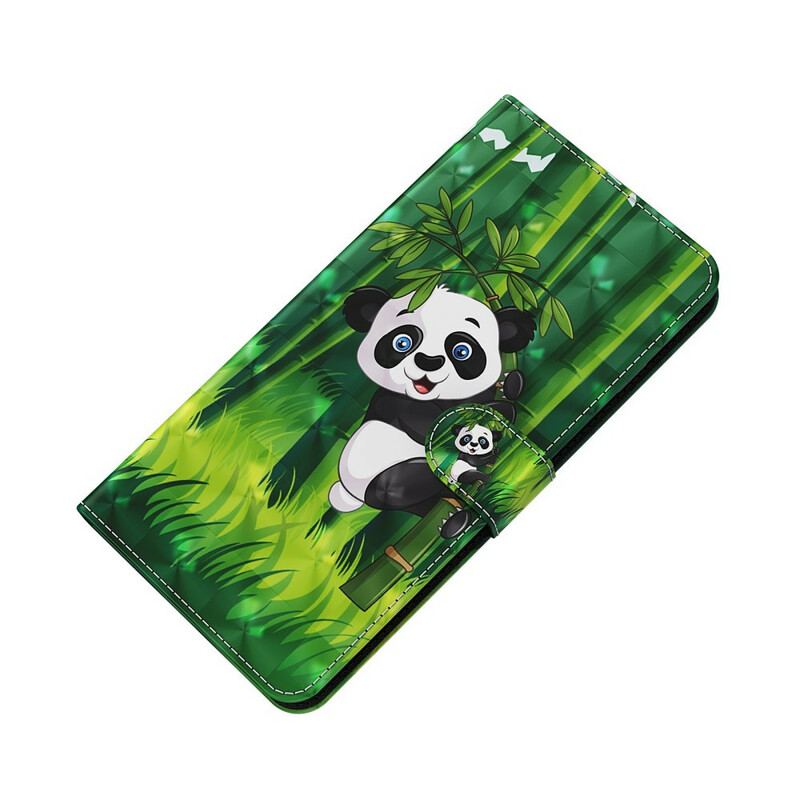 Læder Cover Xiaomi Redmi Note 9 Pro 5G Panda Og Bambus