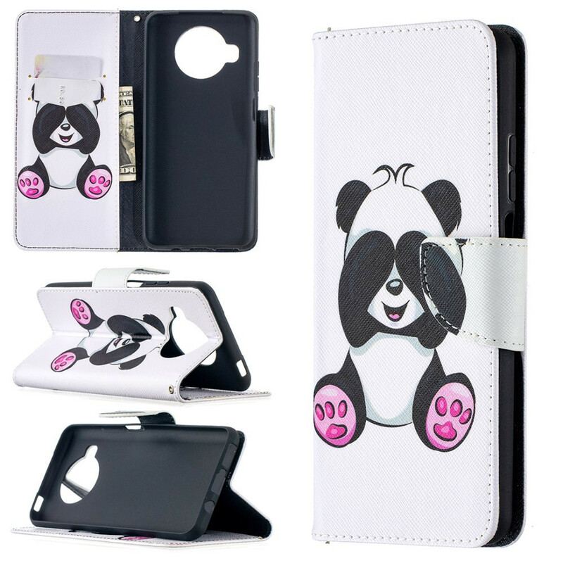 Læder Cover Xiaomi Redmi Note 9 Pro 5G Panda Sjov