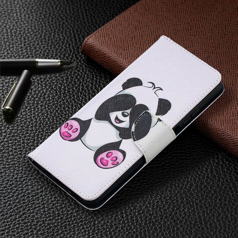 Læder Cover Xiaomi Redmi Note 9 Pro 5G Panda Sjov