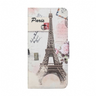 Læder Cover Xiaomi Redmi Note 9 Pro 5G Retro Eiffeltårnet