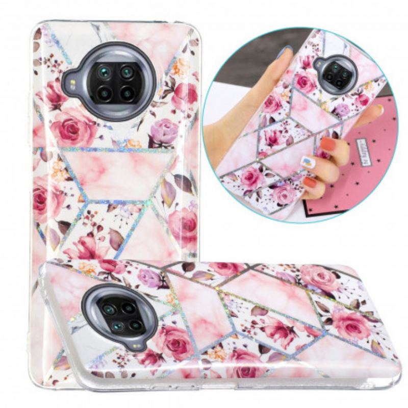 Mobilcover Xiaomi Redmi Note 9 Pro 5G Marmorerede Blomster