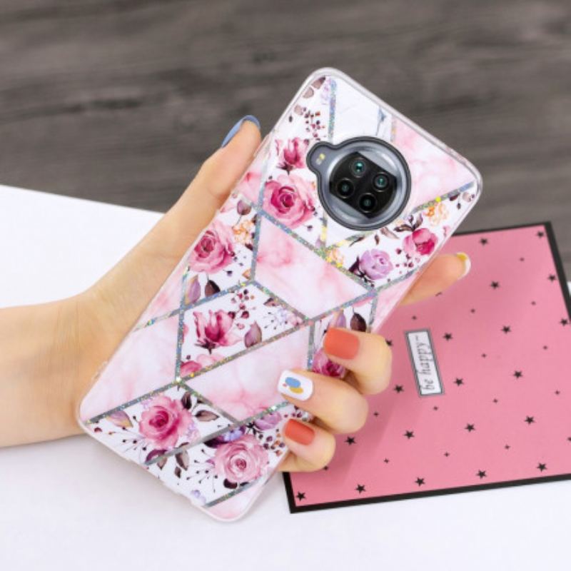 Mobilcover Xiaomi Redmi Note 9 Pro 5G Marmorerede Blomster