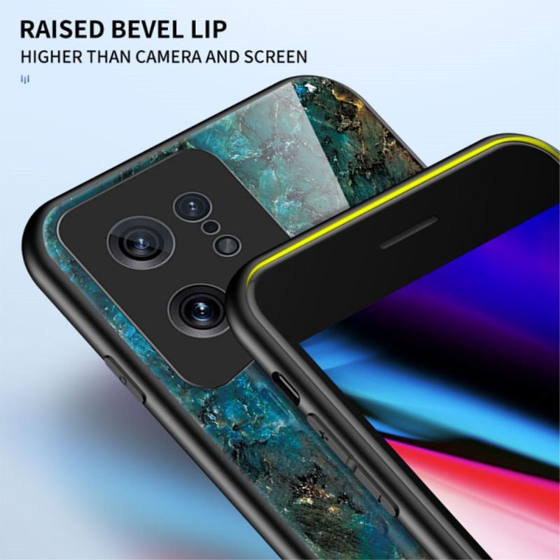 Cover Oppo Find X5 Farvet Marmor Hærdet Glas