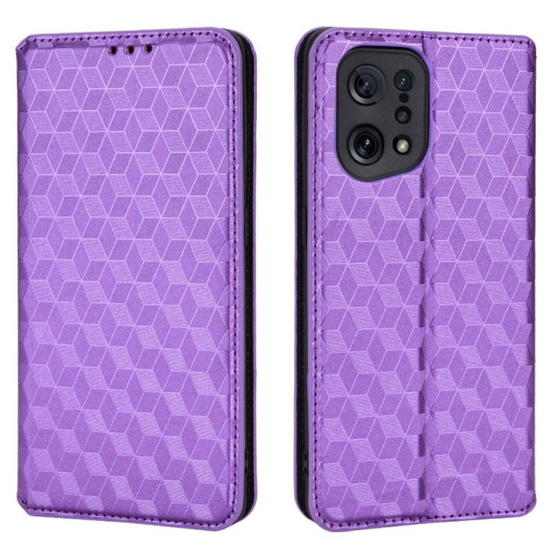 Cover Oppo Find X5 Flip Cover Diamant Læder Effekt