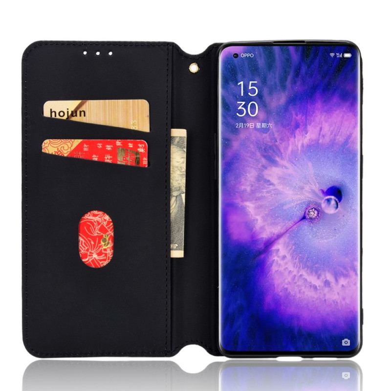 Cover Oppo Find X5 Flip Cover Diamant Læder Effekt