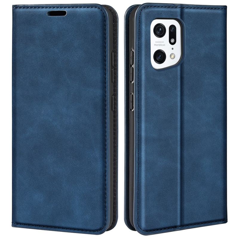 Cover Oppo Find X5 Flip Cover Silkeblødt Lædereffekt