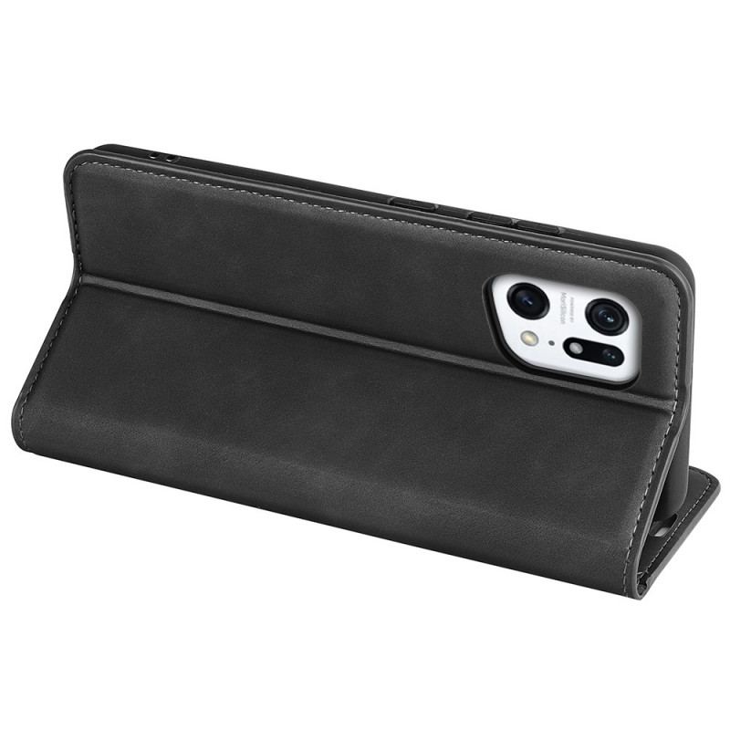 Cover Oppo Find X5 Flip Cover Silkeblødt Lædereffekt