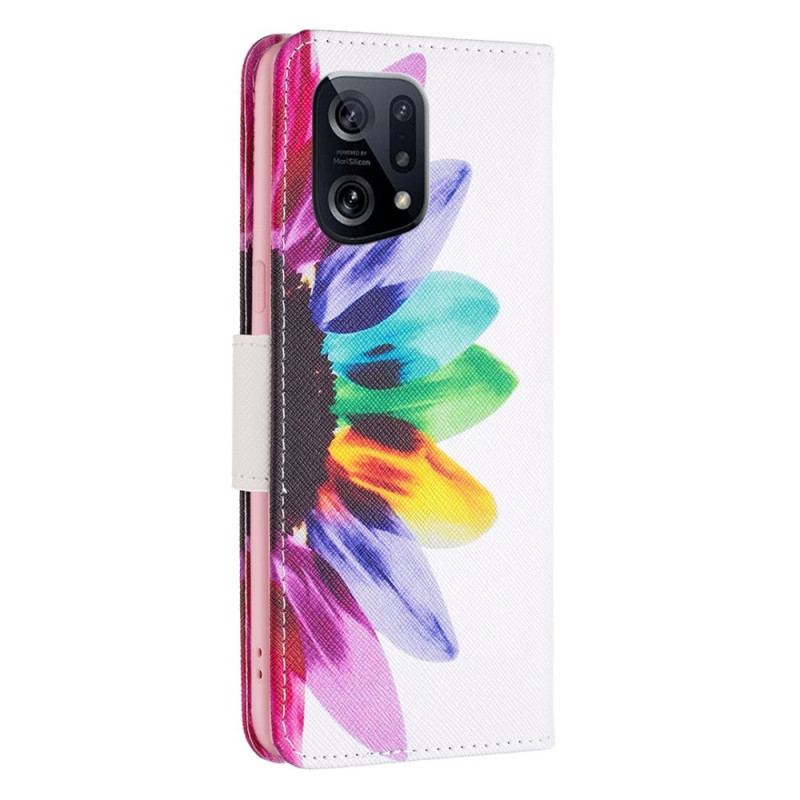 Flip Cover Oppo Find X5 Akvarel Blomst