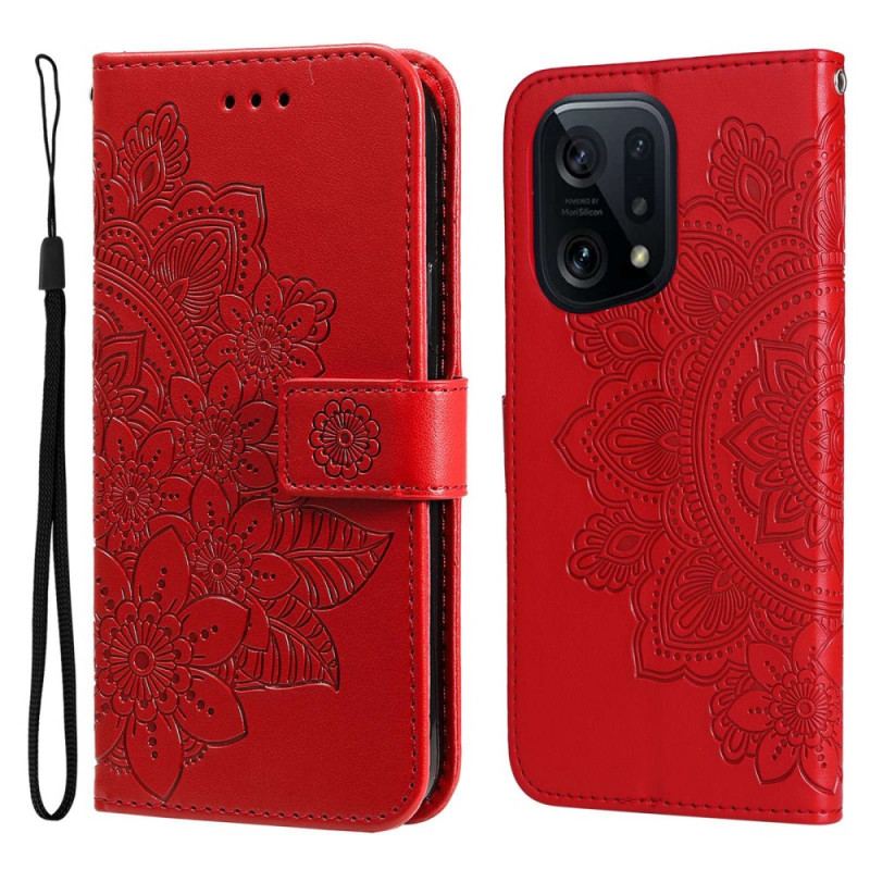 Flip Cover Oppo Find X5 Med Snor Strappy Mandala