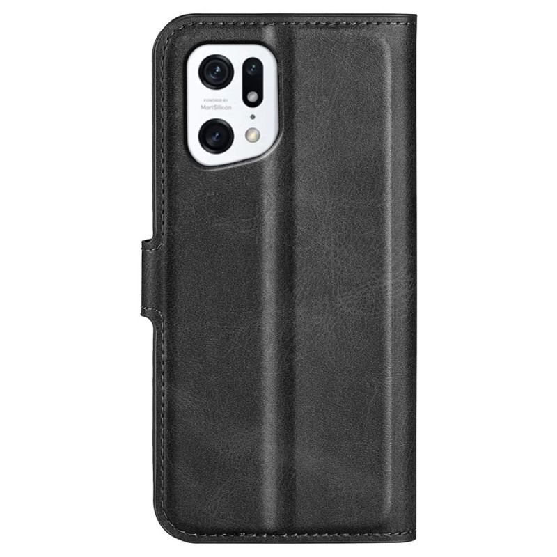 Flip Cover Oppo Find X5 Slank Ekstrem Lædereffekt