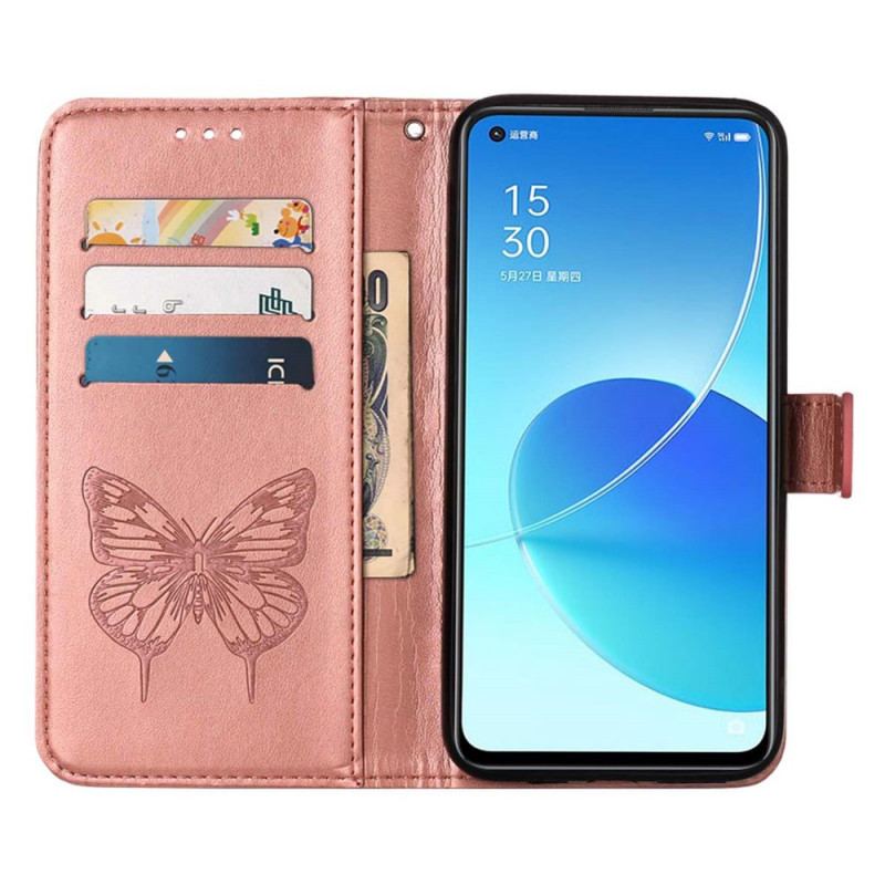 Flip Cover Oppo Find X5 Sommerfugledesign Med Snor