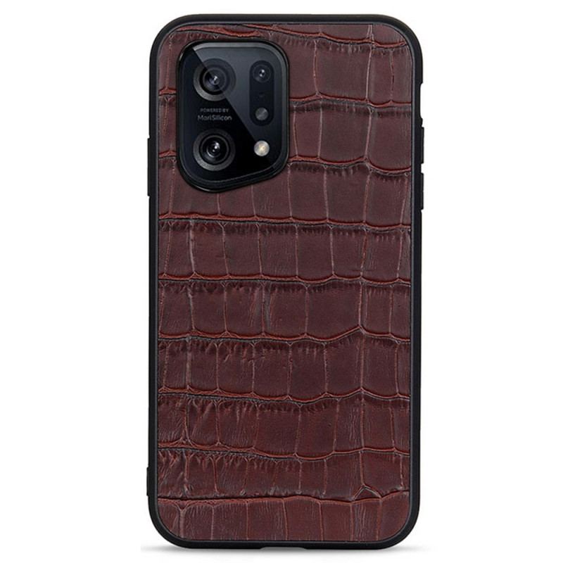 Mobilcover Oppo Find X5 Ægte Crocodile Texture Læder